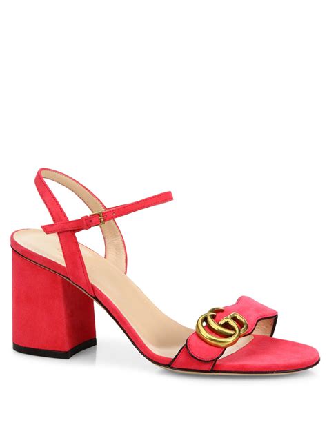 gucci marmont block heel sandal pink|gucci black strappy heels.